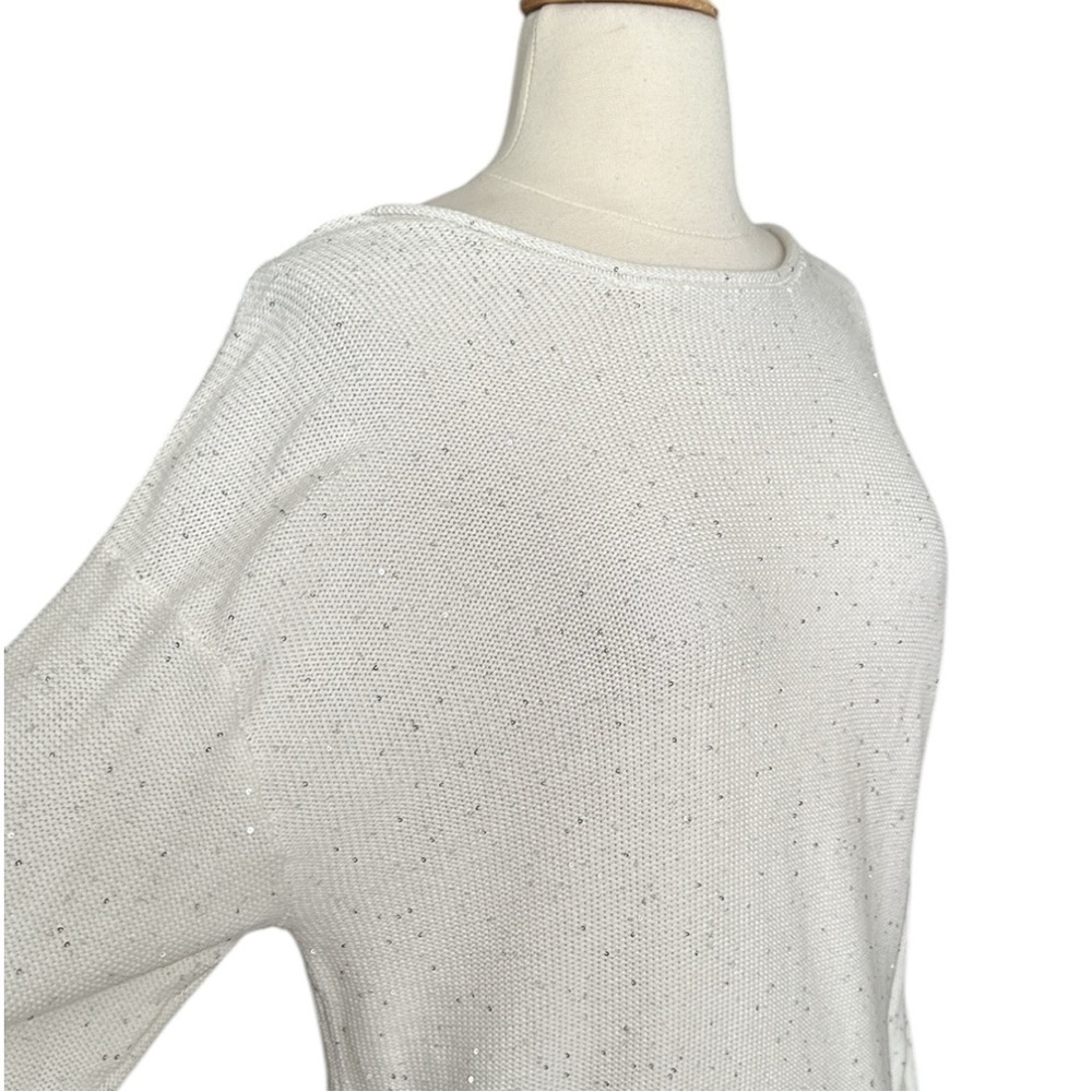 ZARA Ivory Cotton Sequin Knit Sweater Minimalist‎ Chic Low Back Size Medium - Picture 8 of 16